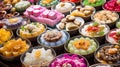 Various types of desserts made from glutinous rice flour.AI Generated