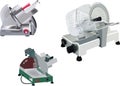 Various types of electric slicers for catering