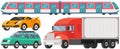 Various types of freight, passenger and public transport. Ground and underground vehicles, cars