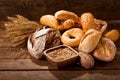 Fresh baked bread with wheat ears Royalty Free Stock Photo