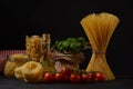 Various types of Italian pasta. Italian food ingredients for pasta Royalty Free Stock Photo