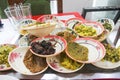 Various types of mashed food items in a restaurant  named "  Nirob Hotel" Royalty Free Stock Photo