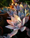 Succulent plants combination under the setting sun Royalty Free Stock Photo