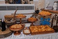 Various types of nuts on the festive table. Beer snacks Royalty Free Stock Photo