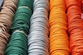 various types of ropes for catamaran sails close-up Royalty Free Stock Photo