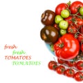 Various types of tomatoes in a bowl on the table Royalty Free Stock Photo