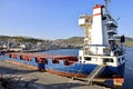 Various types of vessels calling at the port and moored at the berth of Dikili,Turkey. Royalty Free Stock Photo