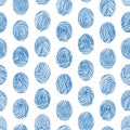 Various Unique Fingerprints Seamless Pattern Background. Vector