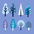 Various Unique Style Of Trees Asset 1 Illustration
