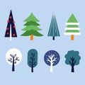 Various Unique Style Of Trees Asset 2 Illustration