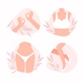 Female legs, armpits, hands, bikini area with hair