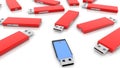 Various Usb flash drives on white background