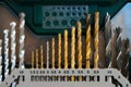 Various used drill bits for metal, wood and masonry Royalty Free Stock Photo