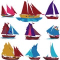 Various Vector Icons Of Sailing Ships