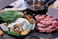 Various vegetables with beef for Chinese hotpot