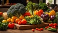 Various vegetables kitchen background food health harvest organic diet