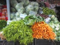 Various vegetables in the local market at Phu Thap Boek Mountain, Phetchabun Province, Thailand