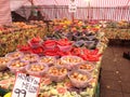 Various vegetables for sale in a farmers market.