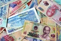 Various Vietnamese dong banknotes. Money background Royalty Free Stock Photo