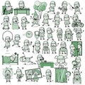 Various Vintage Army Man Characters - Set of Concepts Vector illustrations