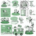 Various Vintage Comic Army Man - Collection of Concepts Vector illustrations