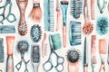 Various vintage kitchen utensils and tools arranged neatly in a pattern Royalty Free Stock Photo