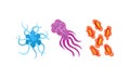 Various Virus, Microbe and Germs of Different Color and Shape Vector Set