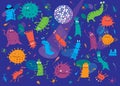 Various viruses and bacteria dance in a disco