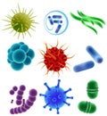 Viruses, bacteria and germs icon set, vector realistic illustration Royalty Free Stock Photo