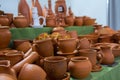 Various ware from clay on a counter Royalty Free Stock Photo