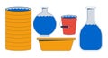 Various water containers 2D cartoon objects set Royalty Free Stock Photo