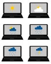 Various weathers symbols on laptop