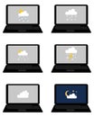 Various weathers symbols on laptop