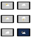 Various weathers symbols on Tablet