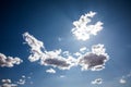 Various white and dark clouds against a dark blue sky Royalty Free Stock Photo