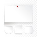Various white note papers pinned with red pushbutton