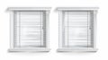 Various window blinds isolated on white background. Modern realistic illustration of horizontal and vertical white Royalty Free Stock Photo