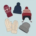 Designed for cold weather, each featuring different knit designs Royalty Free Stock Photo