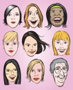 Various women faces collection