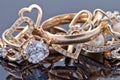 Various women's gold jewelry Royalty Free Stock Photo