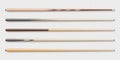 Various wooden billiard cues. Snooker sports equipment. Vintage pool cue. Active recreation and entertainment. Vector