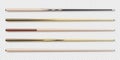 Various wooden billiard cues. Snooker sports equipment. Vintage pool cue. Active recreation and entertainment. Vector