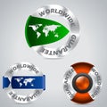 Various worldwide metallic guarantee badges