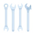 Various Wrenches set. Wrench isolated on white background. Vector illustration