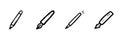 Various Writing Instruments Line Icon Set In Doodle Style. Creative Expression And Artistic Tools Outline Sketch Royalty Free Stock Photo