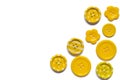 Various yellow sewing buttons isolated on white background Royalty Free Stock Photo