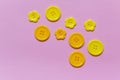 Various yellow sewing buttons isolated on white background Royalty Free Stock Photo