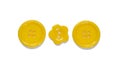 Various yellow sewing buttons isolated on white background Royalty Free Stock Photo