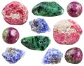 Various zoisite crystals, rocks and gemstones