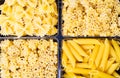 Variously shaped pasta in a box Royalty Free Stock Photo